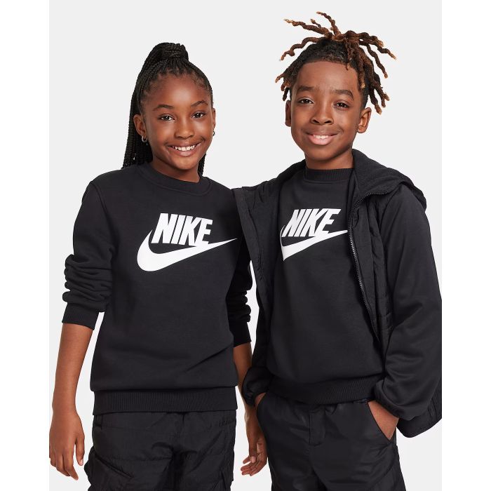 Nike K NSW CLUB FLC CREW LS HBR, dječi pulover, crna