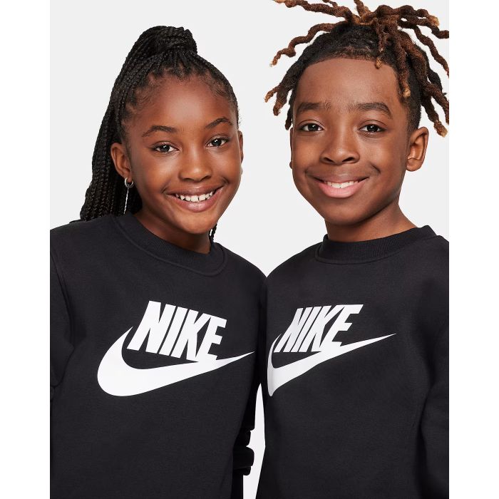 Nike K NSW CLUB FLC CREW LS HBR, dječi pulover, crna