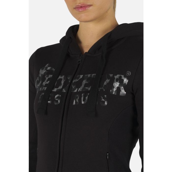 Felpa Con Cappuccio BOXEUR DES RUES - Logo Bianco E Oro, Zip, Made In Turchia