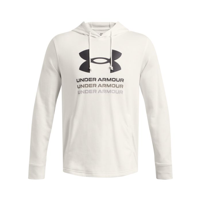 Under Armour RIVAL TERRY GRAPHIC HOOD, muški pulover, bijela