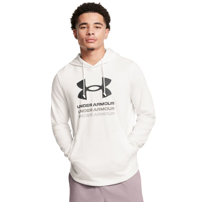 Under Armour RIVAL TERRY GRAPHIC HOOD, muški pulover, bijela