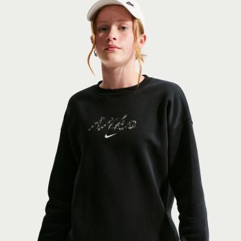 Nike G NSW STDIO FLC OVRSZD CRW AOP, dječiji pulover, crna