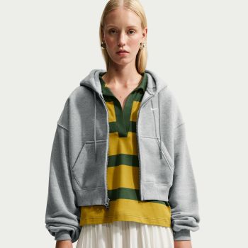 Nike W NK STDO FLC MW OS CRP FZ HDY, ženska jakna, siva