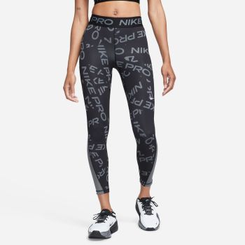 Nike W NP DF MR 7/8 TGHT AOP, ženske 7/8 hlače za fitnes, crna